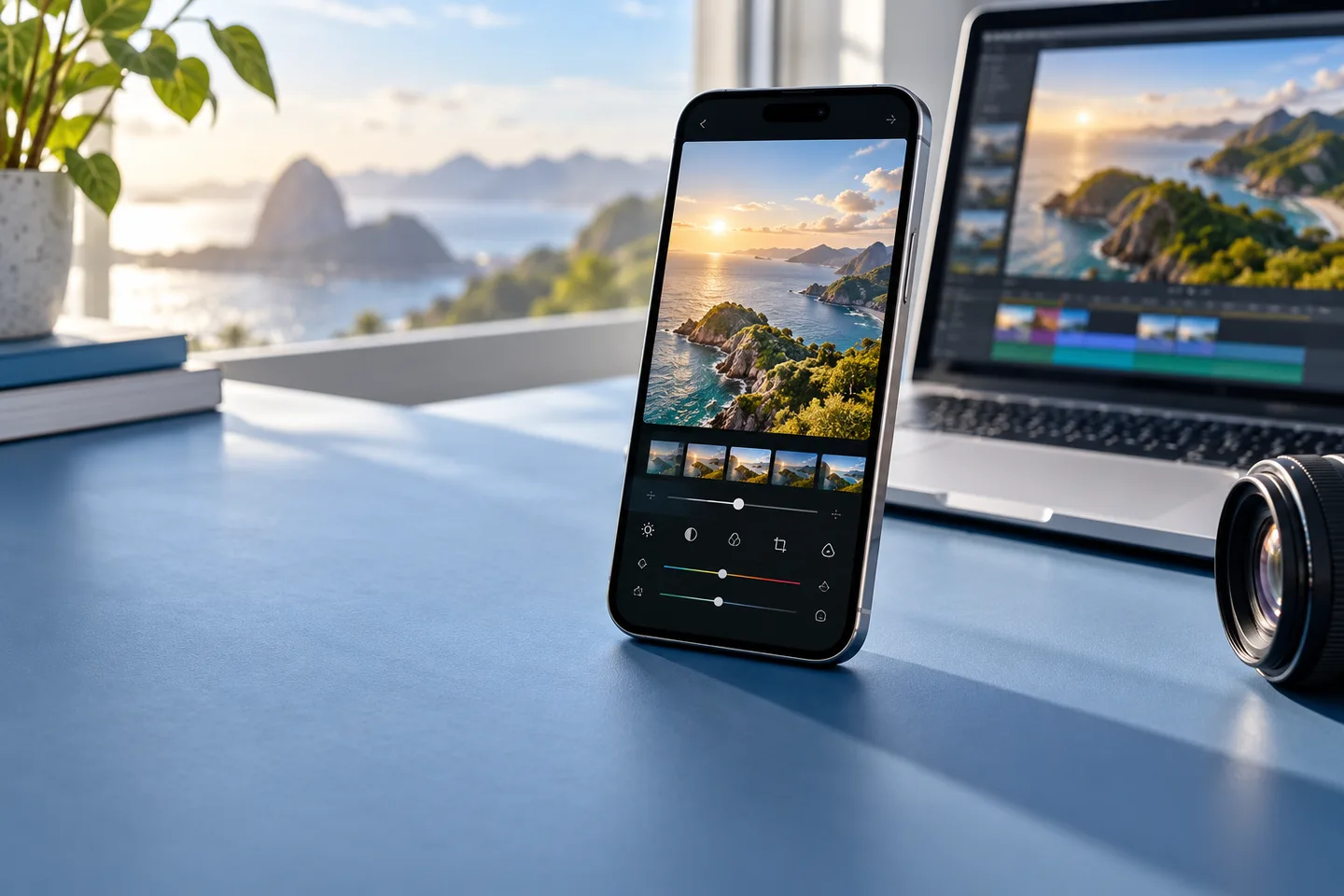 Imagem ilustrativa de edição de fotografia em um smartphone